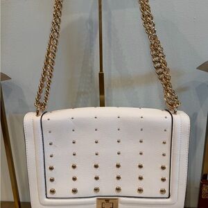 Elegant White Studded Shoulder Bag by INC